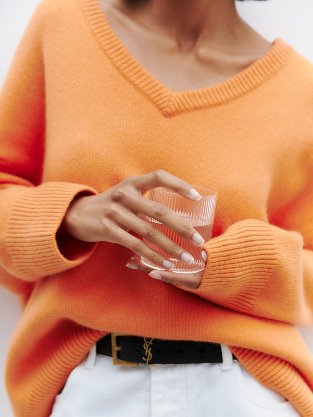 Viscose sweater for women with deep V-neckline and wide edges Lune London