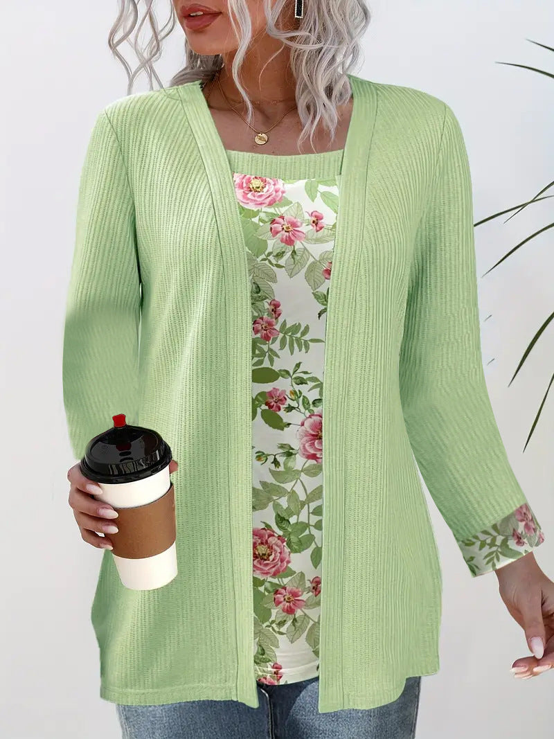 Ladies casual cardigan with floral lining and long sleeves Lune London