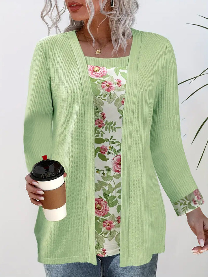 Ladies casual cardigan with floral lining and long sleeves Lune London