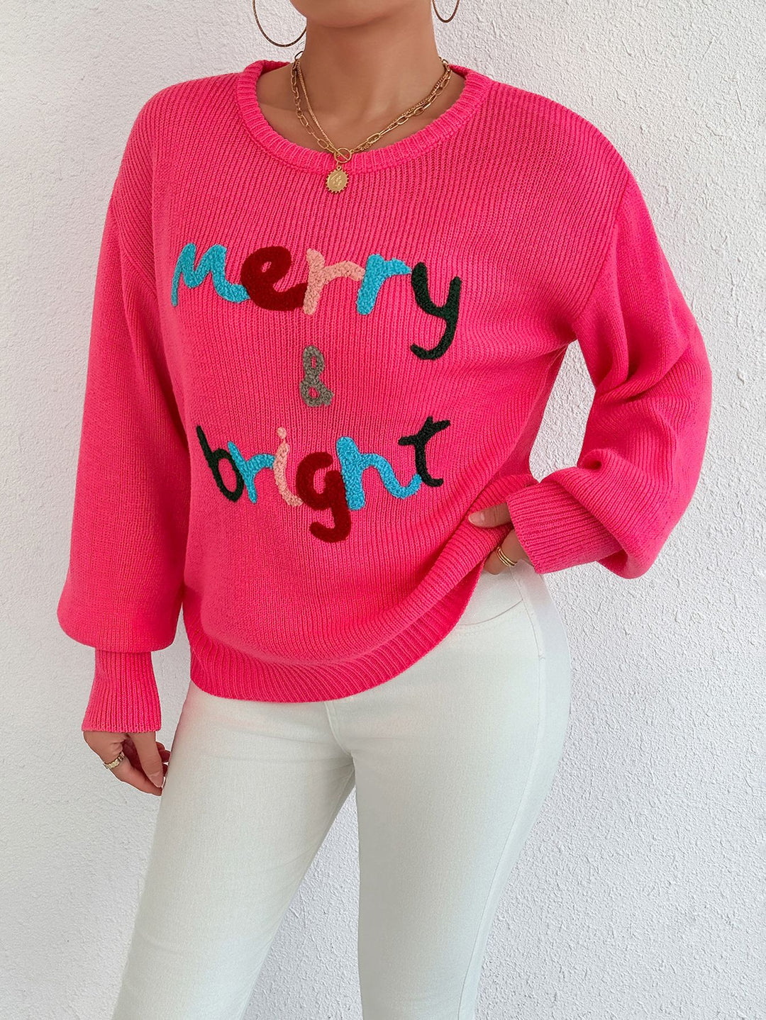 Women's plush sweater with quilted inscription Lune London