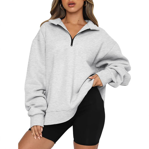 Women’s hoodie with half zipper and relaxed fit Lune London