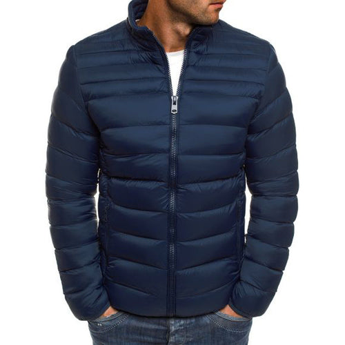 Quilted jacket for men with a stand-up collar and zippered side pockets Lune London