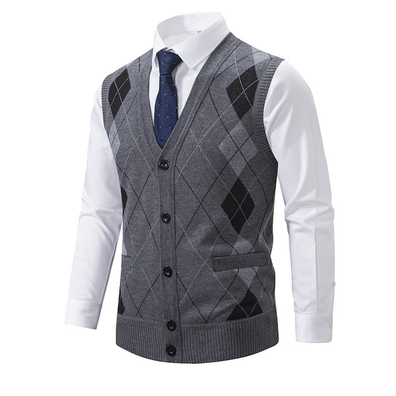 Lune London men's fashion knitted vest with checkered pattern