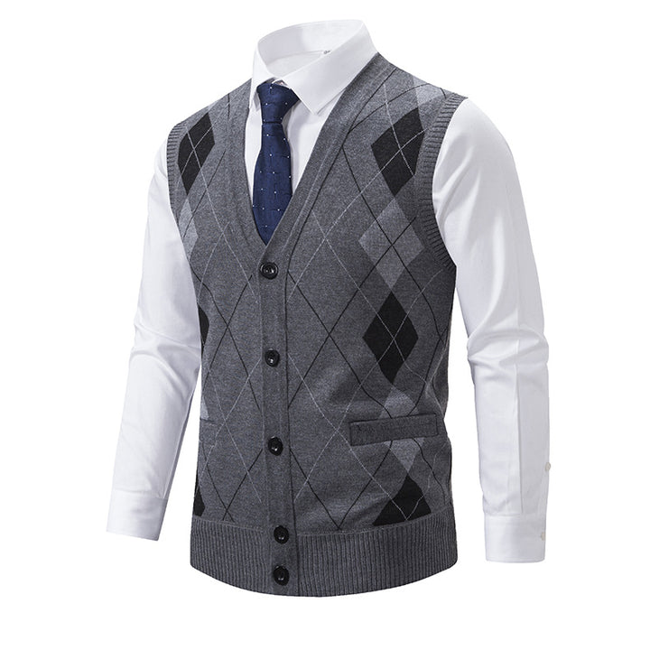 Lune London men's fashion knitted vest with checkered pattern