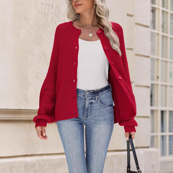 Ladies Large Knit Buttons Cardigan Lune London