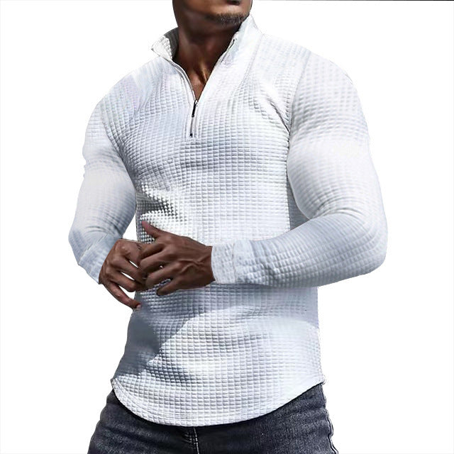 Functional T-shirt for men with high collar and textured design Lune London