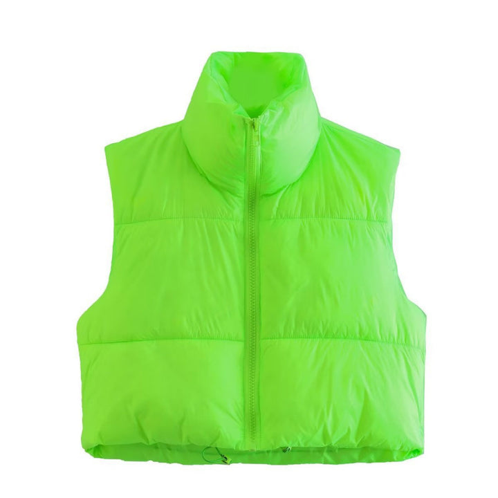 Quilted vest for women with high collar and practical pockets Lune London