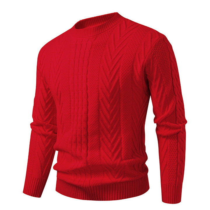 Chunky knit sweater for men with cable pattern and round neck Lune London