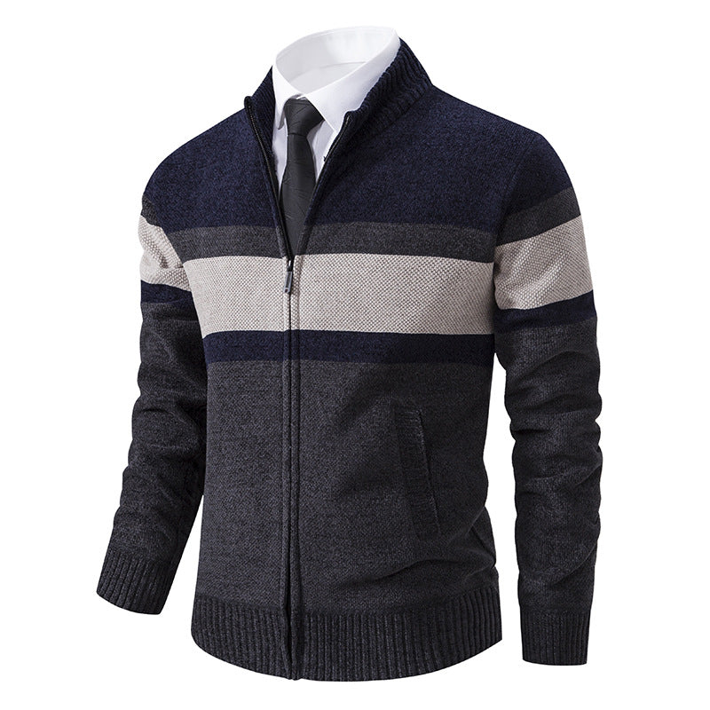 Men's knitted jacket with textured design and high collar Lune London