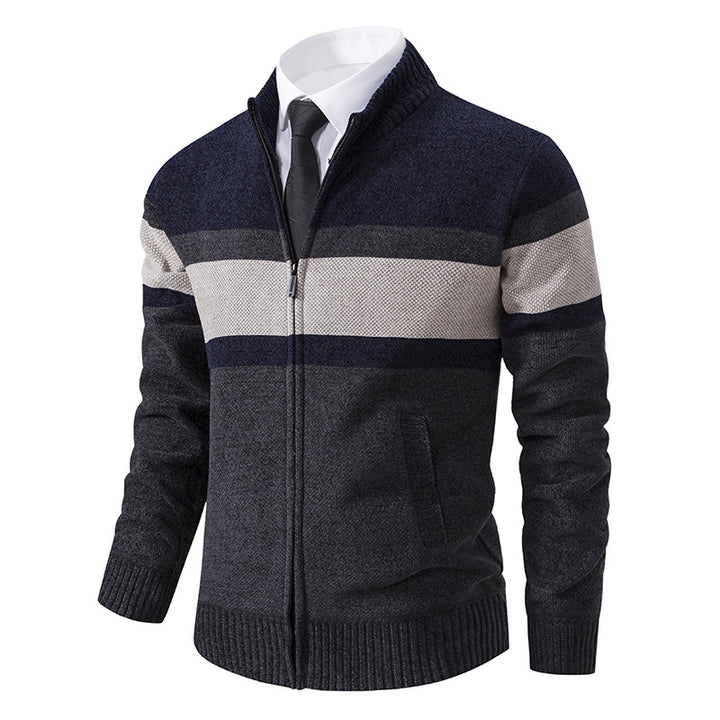 Men's knitted jacket with textured design and high collar Lune London
