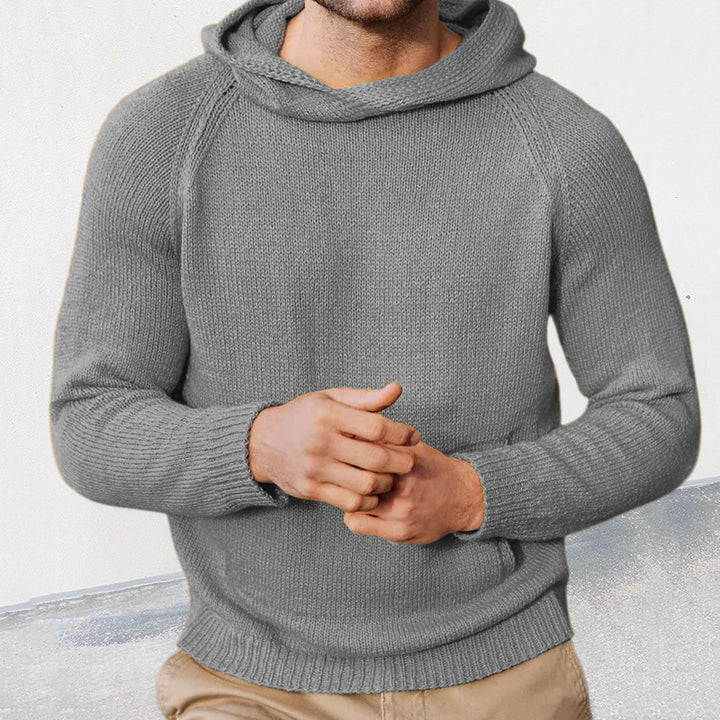 Knit sweater for men with hood and fine mesh texture Lune London