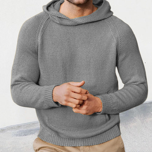 Knit sweater for men with hood and fine mesh texture Lune London