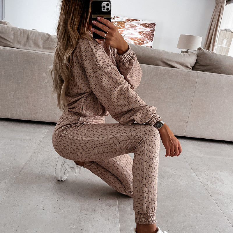 Ladies' sporty hoodie set with full pattern Lune London