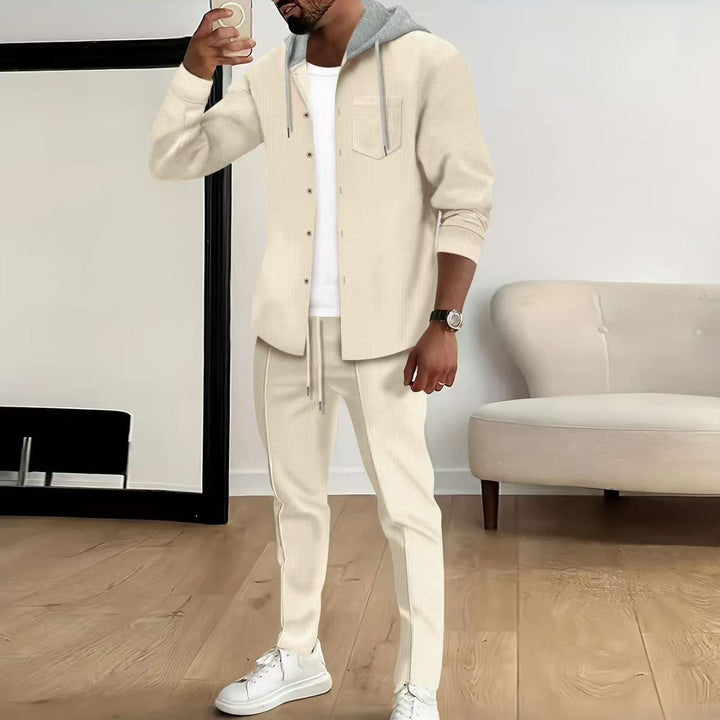 Casual set for men with textured top and elastic joggings Lune London