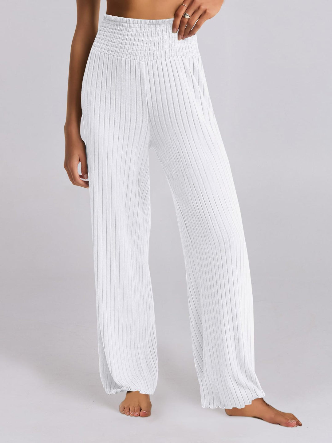 Lune London Wide Ribbed Palazzo Pants for Women