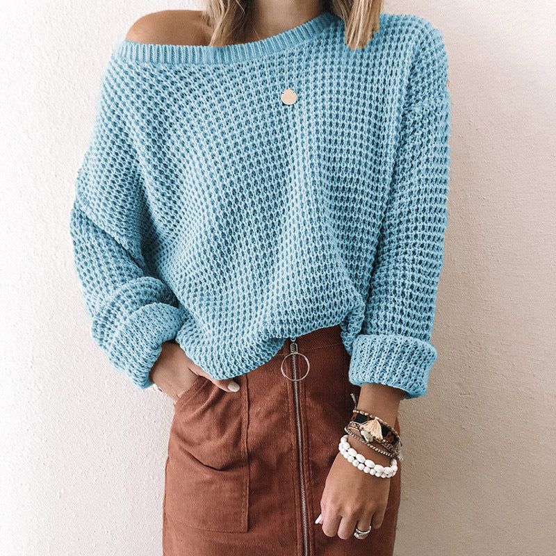 Casual knit sweater for women with a loose fit and an off-shoulder design Lune London
