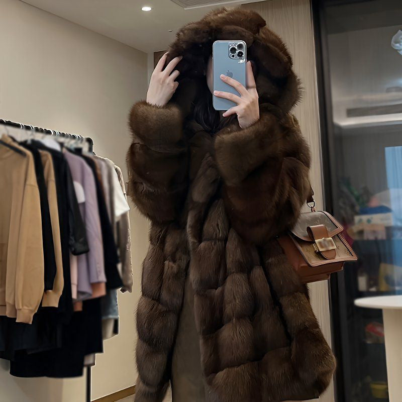 Ladies Faux Fur Coat with Loose Cut Lune London