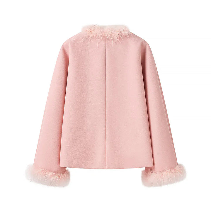 Elegant ladies wool jacket with plush collar and practical pockets Lune London