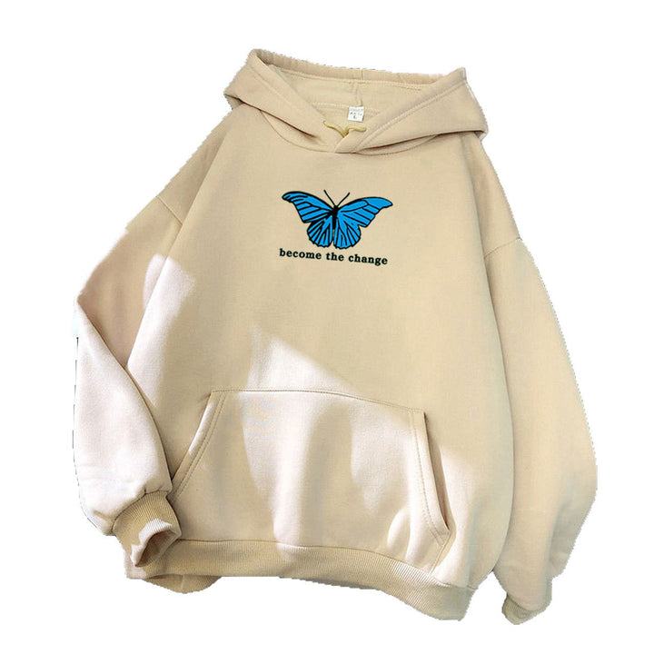Women's hoodie with modern butterfly motif and inspiring inscription Chic & Stil