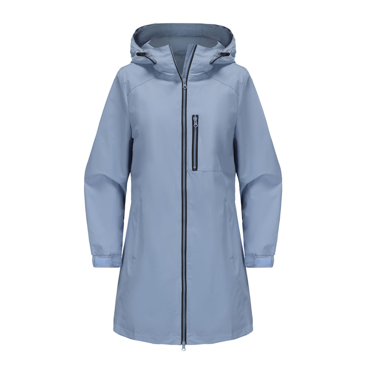 Women's modern rain jacket with hood and practical pockets Lune London