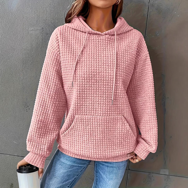 Sweat à capuche femme en motif waffle texturé avec poches latérales Chic & Stil