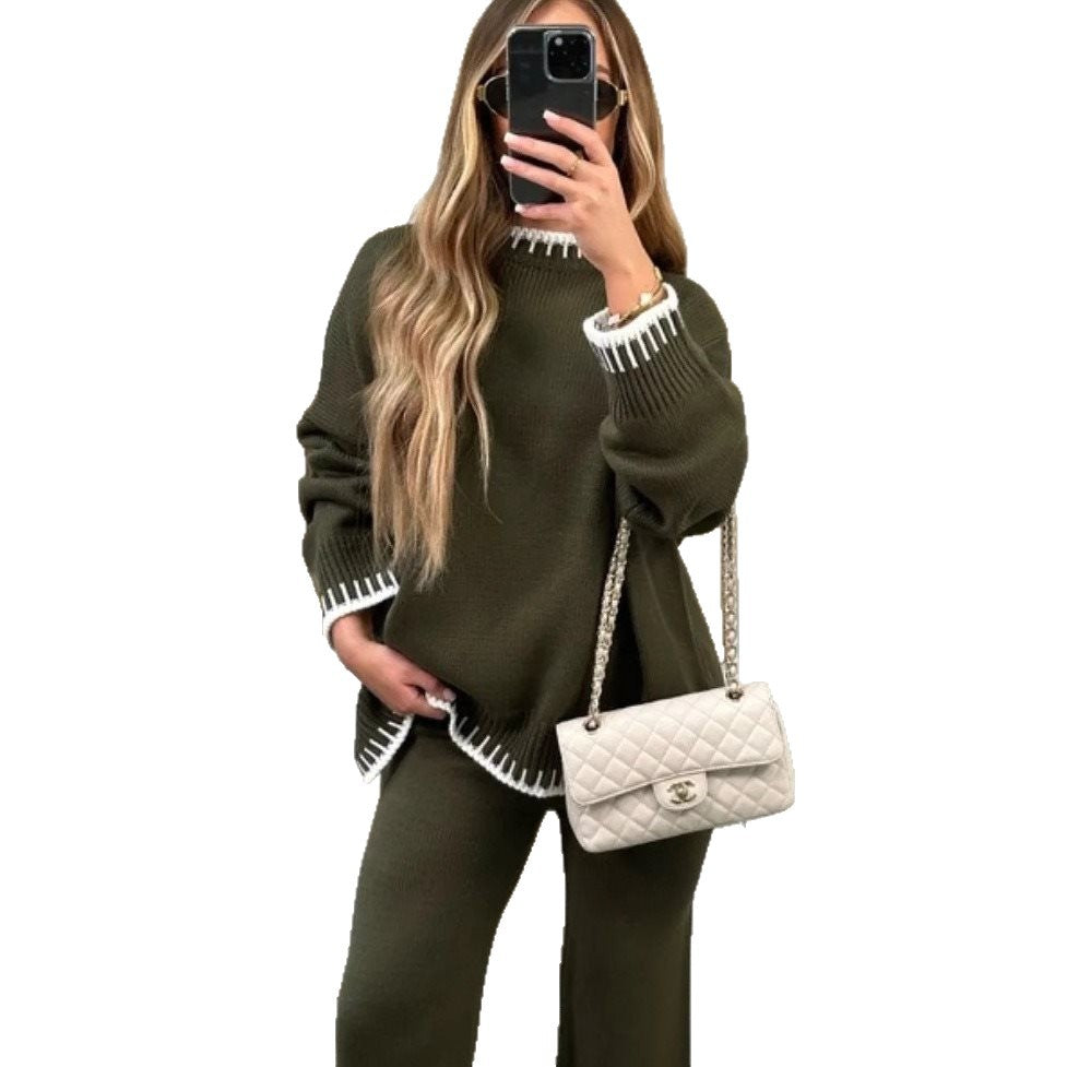 Oversized knitted set for women with contrasting decorative seams Lune London