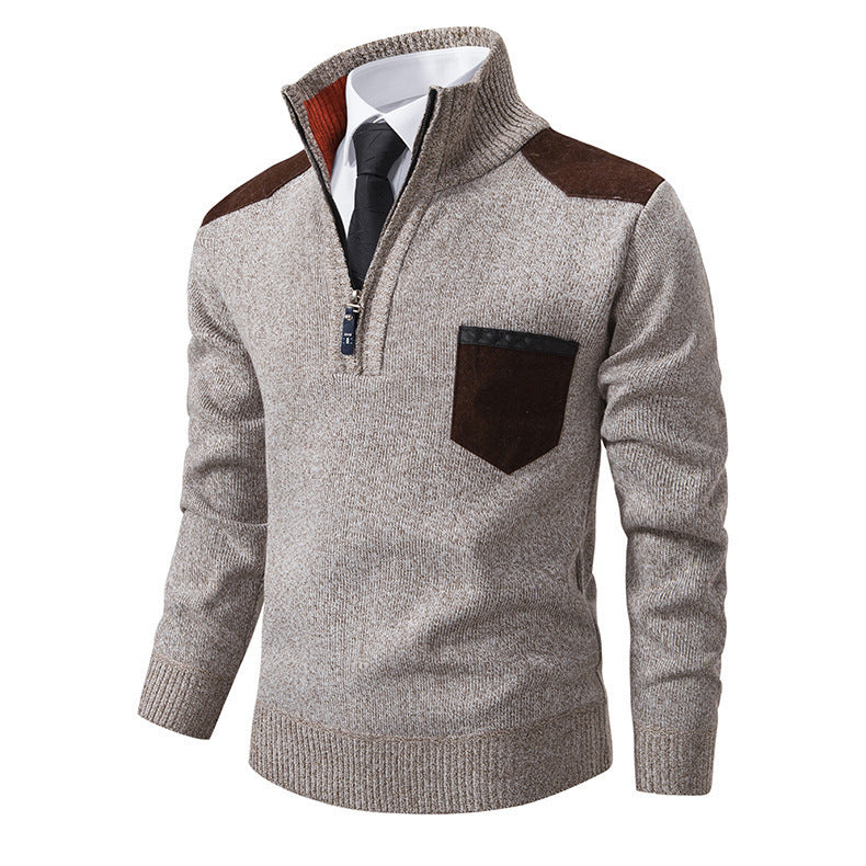 Elegant sweater for men with a high collar and fine contrasting details Lune London