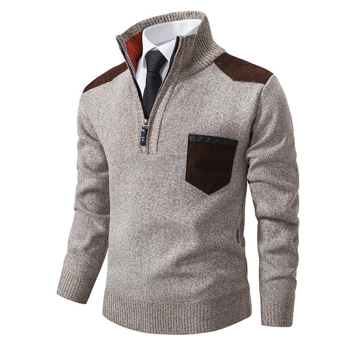 Elegant sweater for men with a high collar and fine contrasting details Lune London