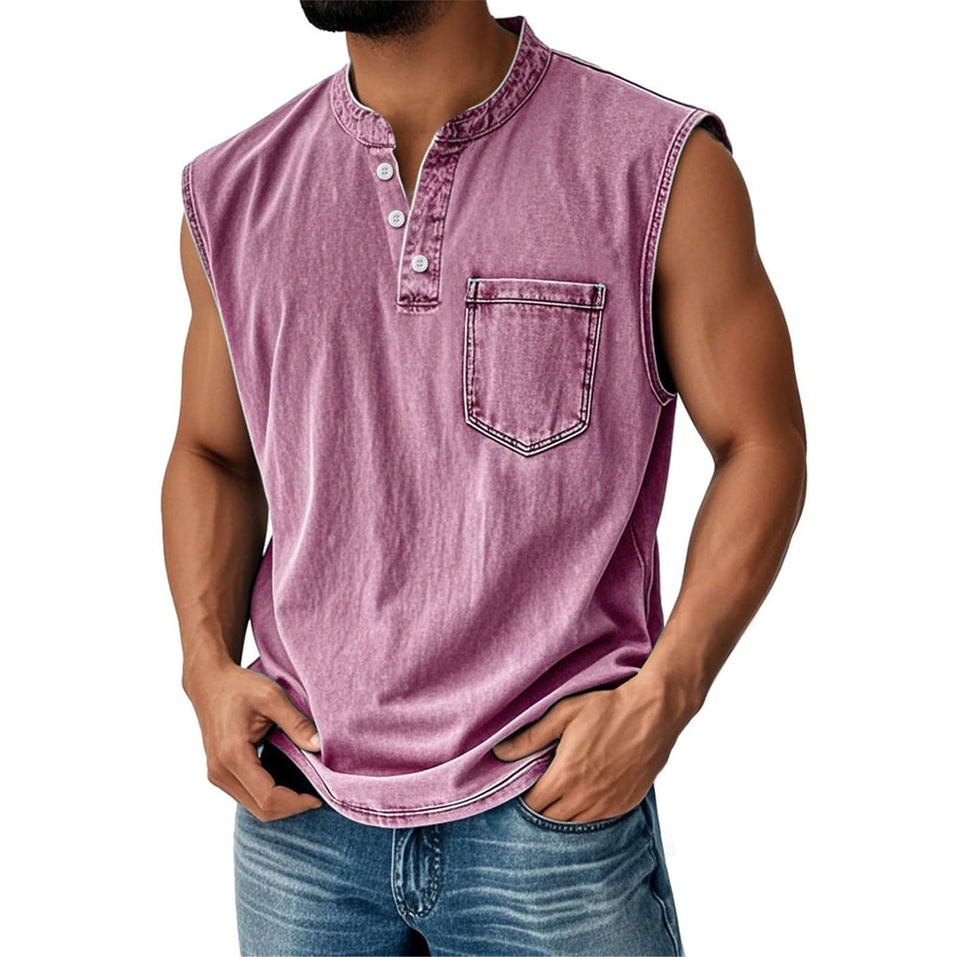 Sleeveless cotton shirt for men with button placket and chest pocket Lune London