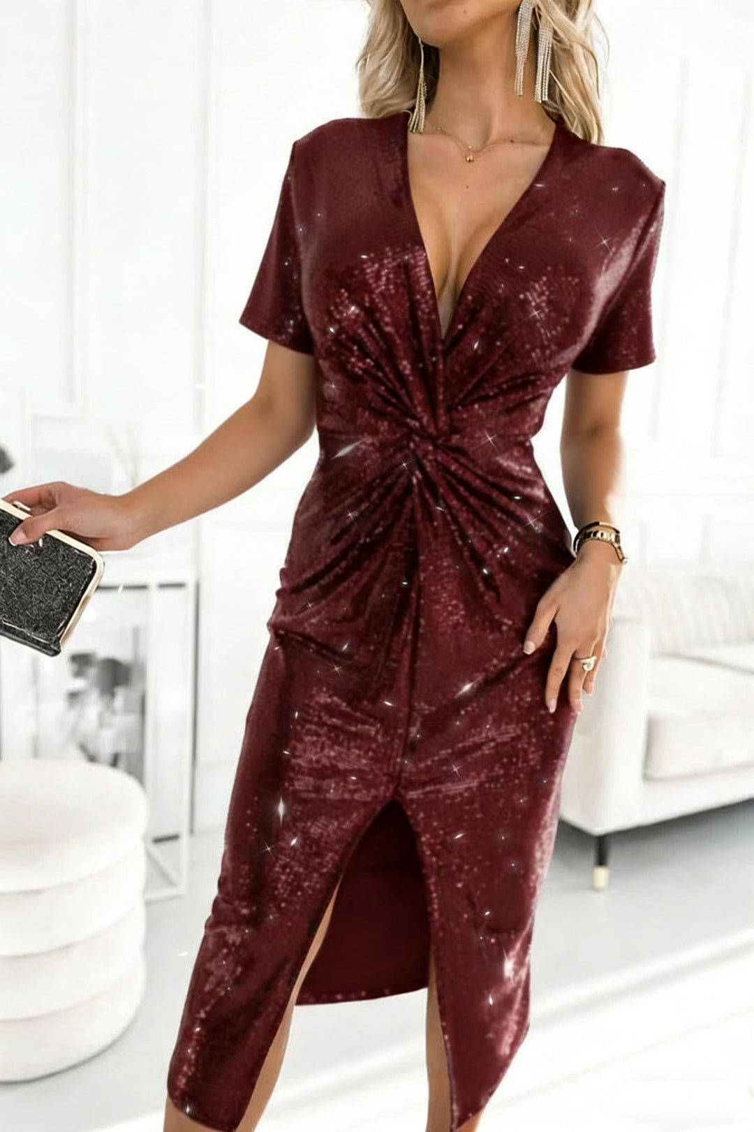Women's Glamorous Cocktail Dress with Exciting Slit Design Lune London