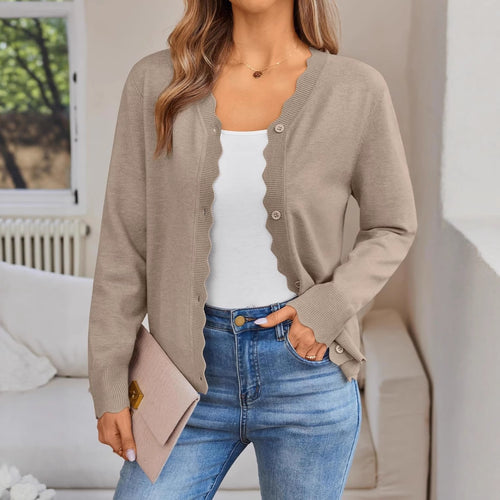 Women casual knit cardigan with wavy edge Lune London