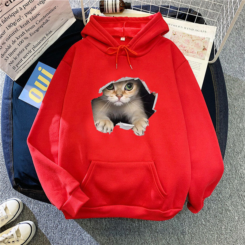 Women's hoodie with unique cat design Chic & Stil