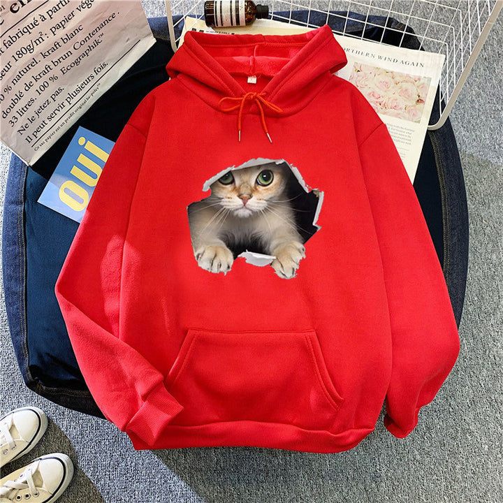 Women's hoodie with unique cat design Chic & Stil