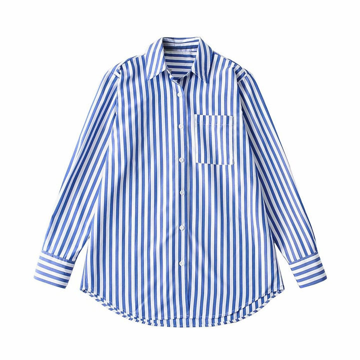 Elegant ladies' shirt with a fine striped pattern and a practical chest pocket Lune London