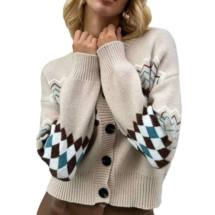 Cardigan pour femmes avec motif de diamant coloré Chic & Stil