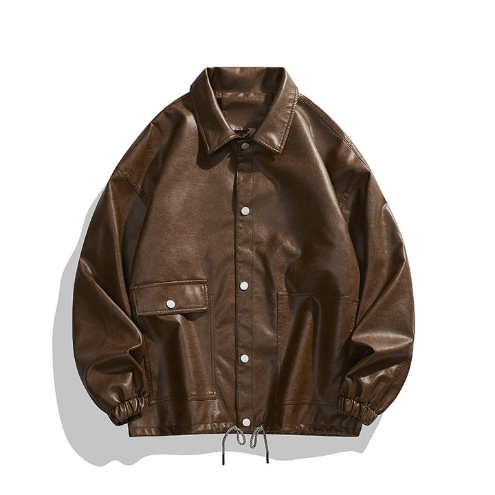 Casual faux leather jacket for women with adjustable waist and practical pockets Lune London