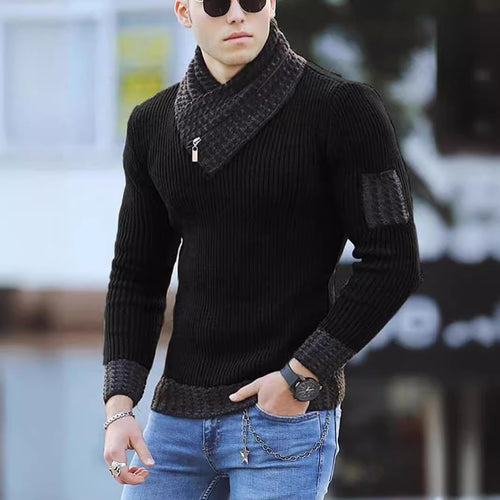 Knitted sweater for men with high collar and textured design Lune London