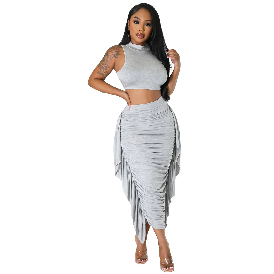 High-waisted bodycon dress and short top set for women Lune London