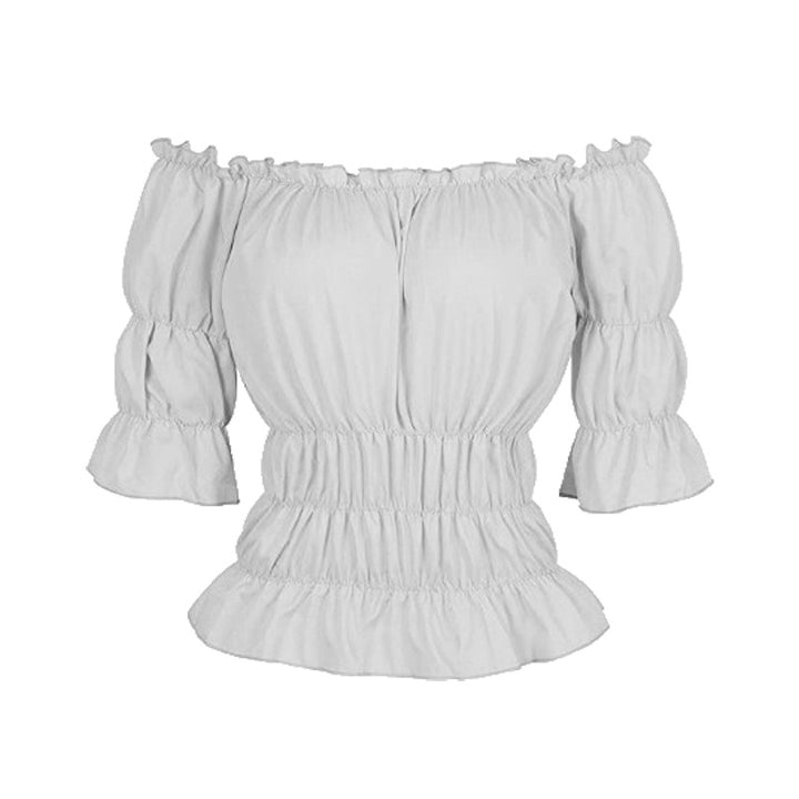 Women's blouse with off-shoulder design and ruffle details Lune London