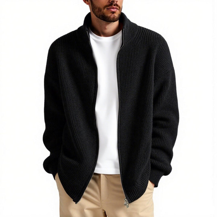 Men's knitted jacket with high collar and convenient zipper Lune London