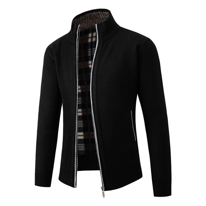 Men's knit jacket with modern high collar and classic lining Lune London