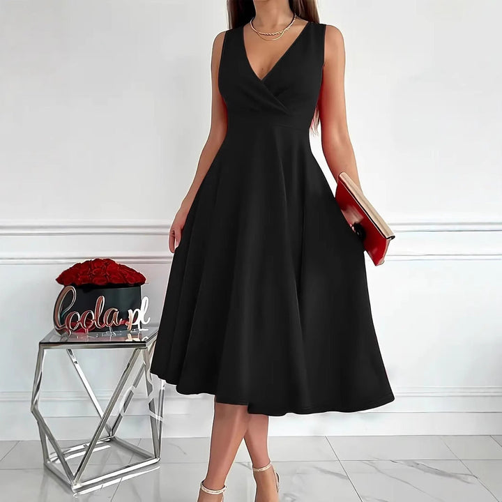 Lune London | Solid Color Tank Dress Asymmetric Neckline Dress