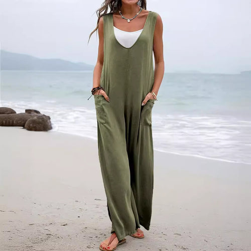 Ladies Comfortable Summer Jumpsuit with a Loose Fit and Practical Pockets Lune London