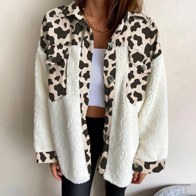 Ladies Cozy Puffer Jacket with Chic Plaid Panel and Style