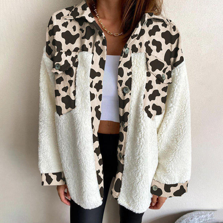 Ladies Cozy Puffer Jacket with Chic Plaid Panel and Style