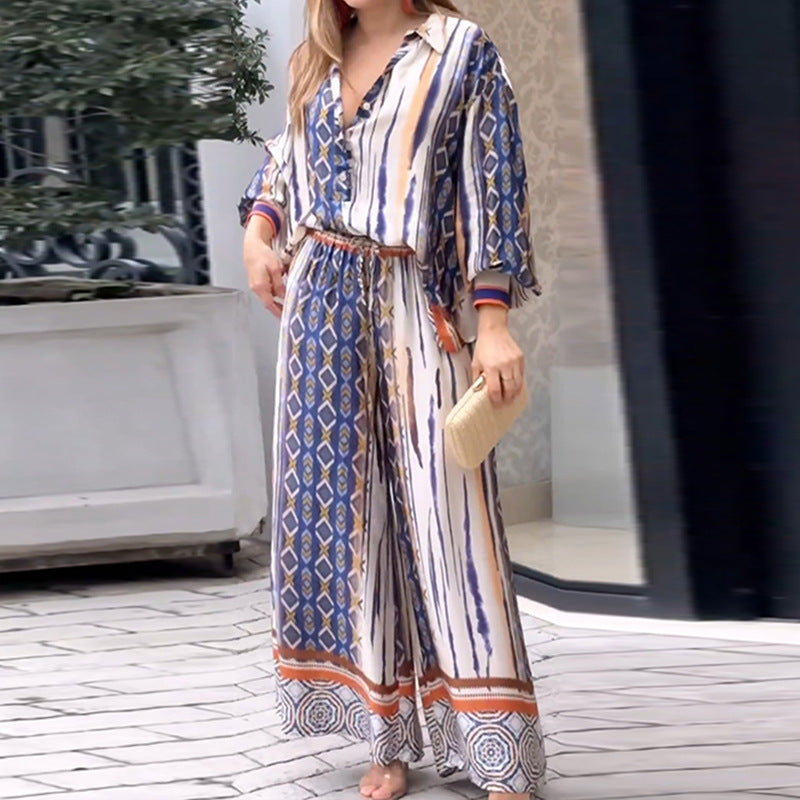 Elegant maxi dress for women with a modern graphic pattern and a fitted bust area Lune London