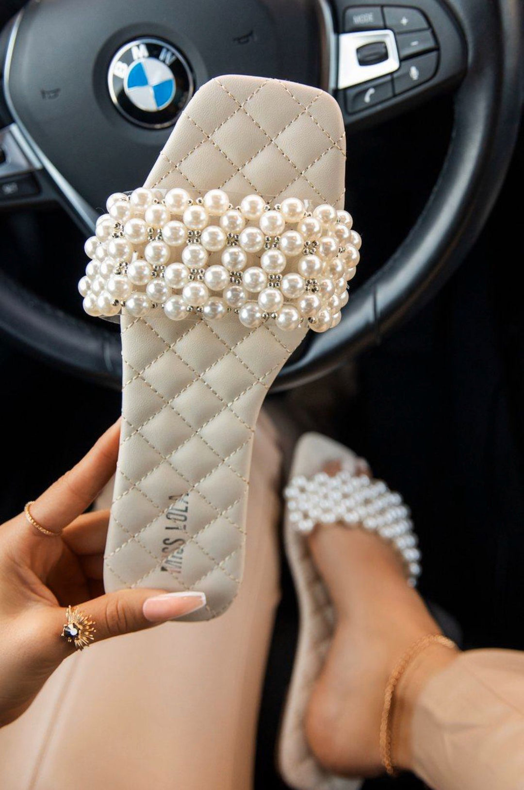 Women Comfortable Sandals with Beaded Strap and Padded Sole Lune London