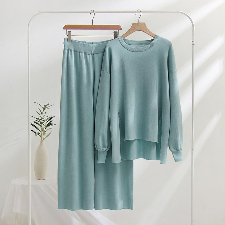 Lune London casual knit top and pants set for women