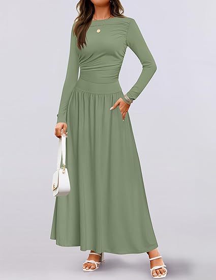Maxi dress for women with long sleeves and practical pocket design Lune London