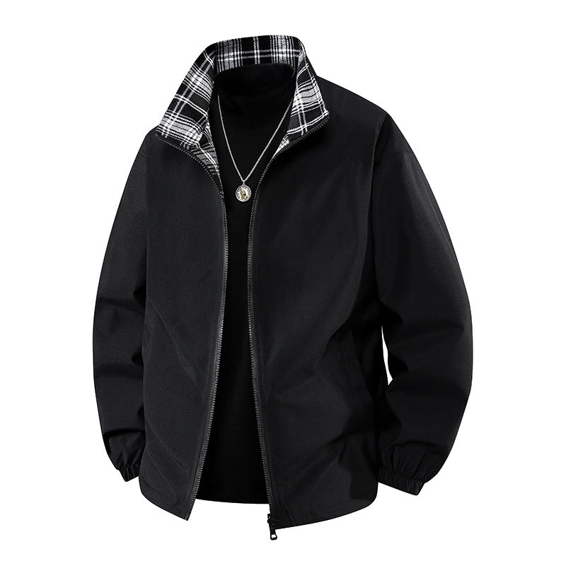 Lightweight bomber jacket for men with checkered collar Lune London
